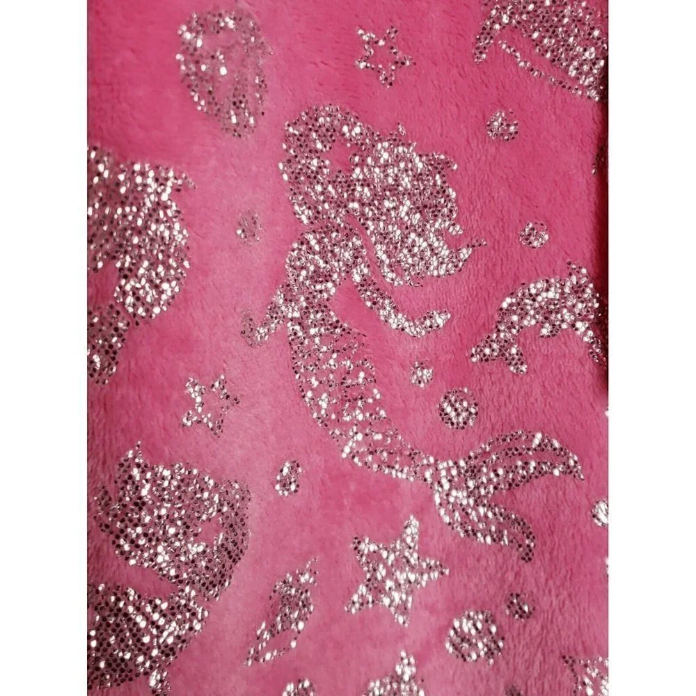 Justice Girls Pink Soft Fuzzy Mermaid Joggers 10
